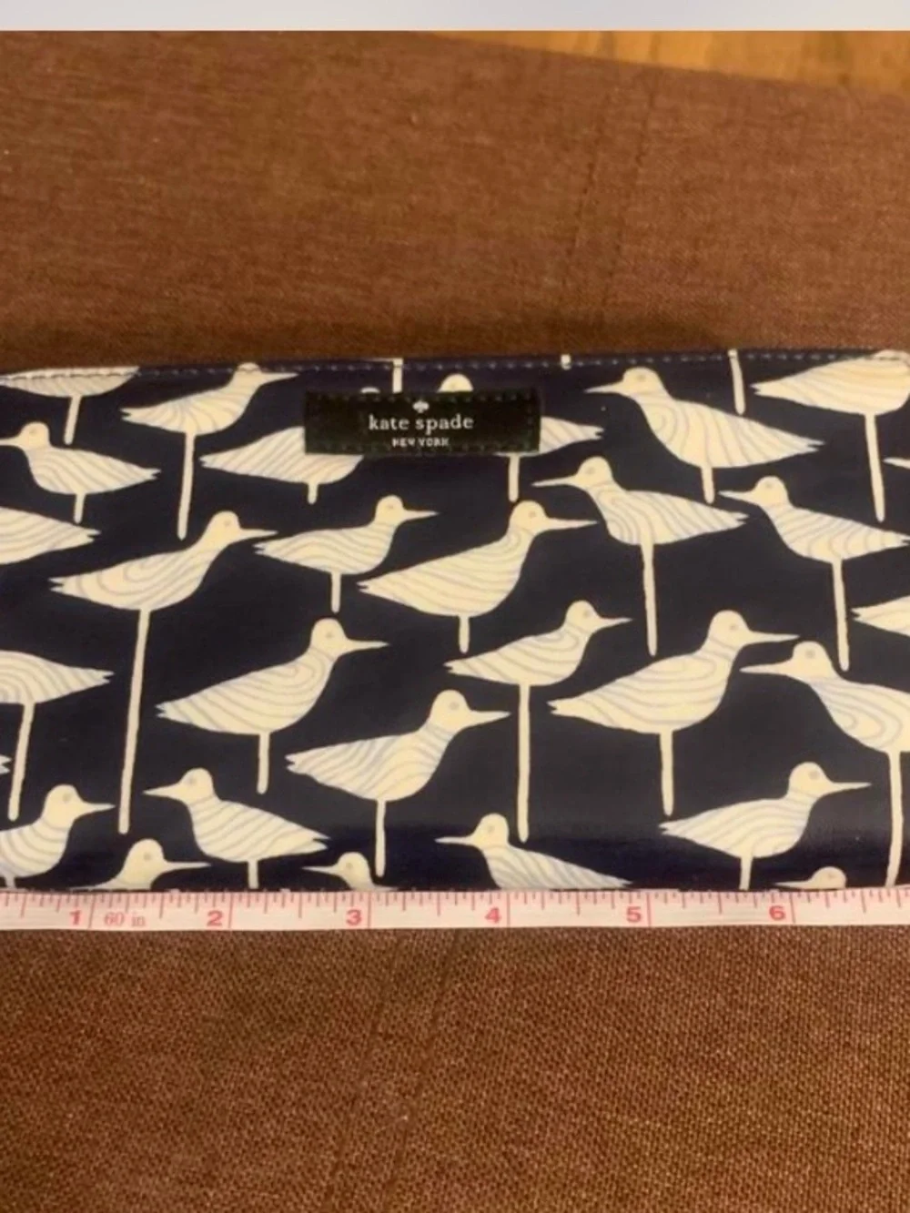 kate spade navy and white seagull print accessory pouch